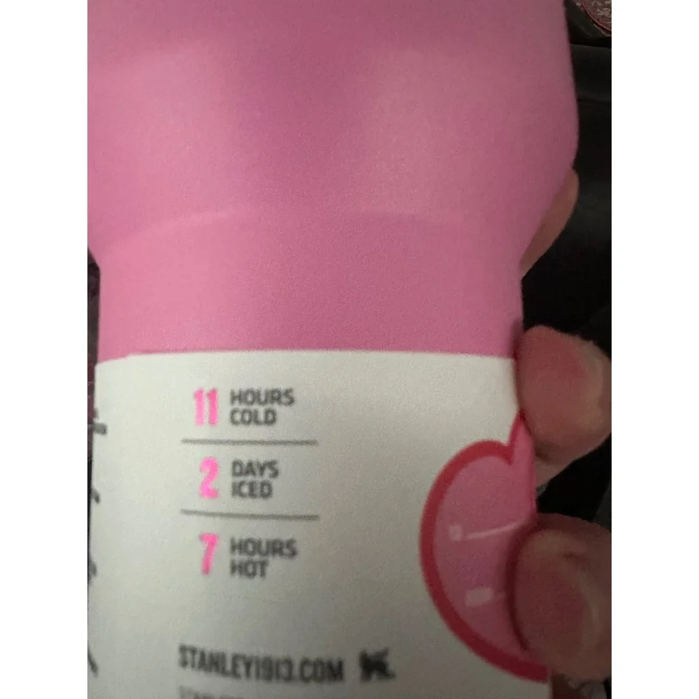 Stanley Quencher H2O Tumbler 40 oz‎ Pink Hearts Flowstate Travel Mug - Picture 6 of 8